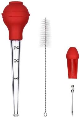 BBQ Turkey Baster With Measurement Baster Syringe with Cleaning Brush and Marinade Needles for Marinating Beef, Pork, Fish