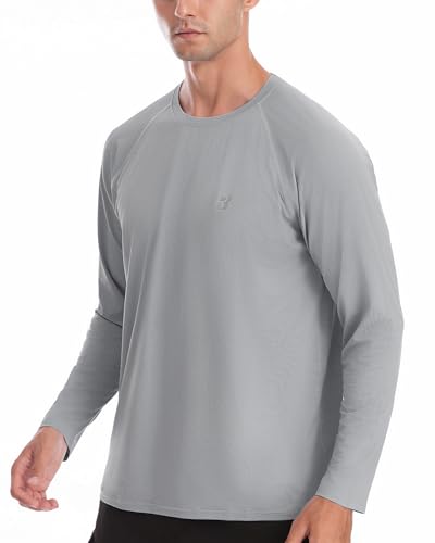 Roadbox Men's UPF 50+ Rash Guard Long Sleeve, Cool Dry UV Sun Protection Water T-Shirts, Lightweight Fishing Hiking Shirts