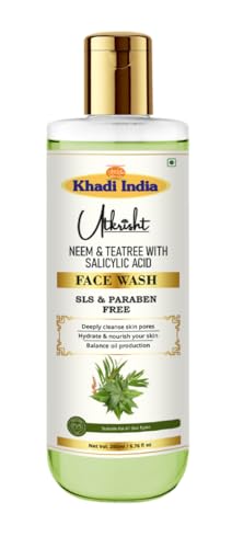 Image of Khadi Neem & Tea Tree Face Wash 200ml | Herbal & Natural | With Salicylic Acid | For Acne & Pimples | Brightens & Evens Skin Tone | SLS & Paraben Free | For All Skin Types | Men & Women
