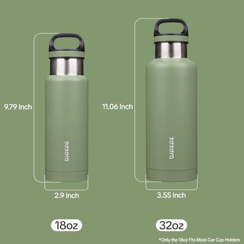 Image of BJPKPK Insulated Water Bottle 18OZ Stainless Steel Water Bottle with Handle Double Walls Vacuum Insulated BPA Free Flask, Forest Green