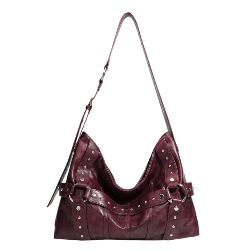 Image of Shoulder Purse for Women, Leather Women's Handbag Y2k Aesthetic Coquette Shoulder Bag Hobo Punk Trendy Ladies Purse