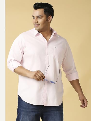 Image of Thomas Scott Men's Plus Size Cotton Casual Shirt | Regular Fit | Long Sleeves | Spread Collar | Solid | Soft & Breathable | Everyday Comfort Shirt for Men