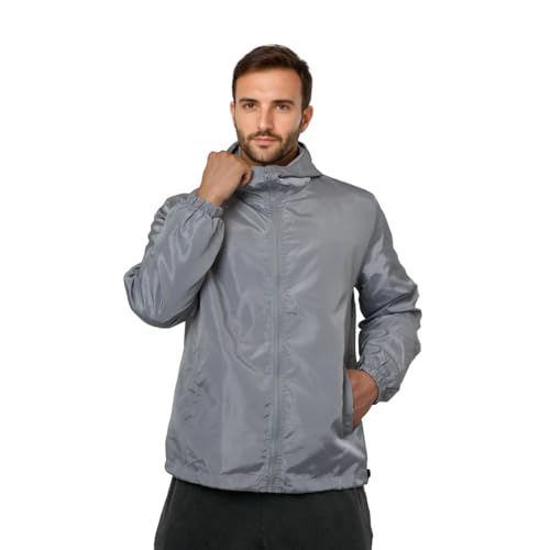 Mens Windbreaker Jackets Lightweight Hooded Zippered Jackets for Men Hiking Cycling Sportswear