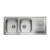 nextradeitalia 1 PZ LAVELLO Incasso in Acciaio Inox con 2 VASCHE cm 116 gocciolatoio DX MOD.FERX.DIAERN-Ele-DX
