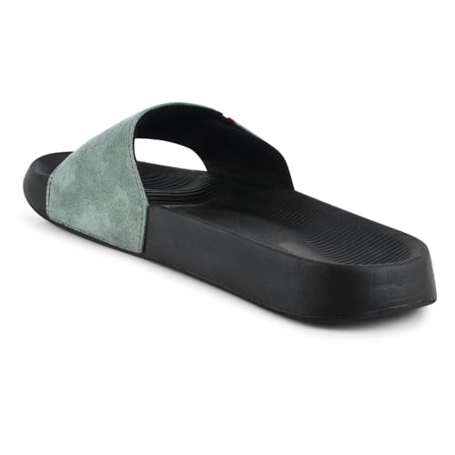 Image of PERY-PAO Sliders Mens Grey, Maroon, Olive Green Stylish Printed Flip Flop & Slippers