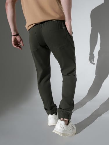 Image of Hubberholme Men Olive Regular Smart Joggers HHMWJS002 OL