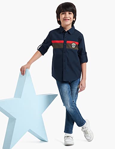 Image of Amazon Brand - Jam & Honey Boy's Regular Shirt (JH-NAU-SHR-02 Navy 3 6-7 Years)