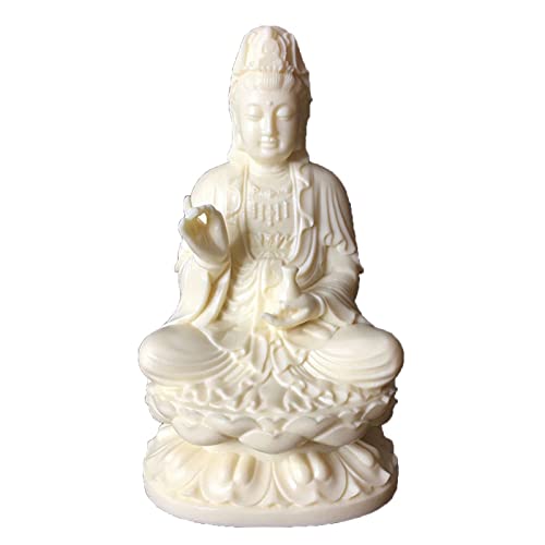 Estatua de Kwan Yin sentada en loto de 13 cm
