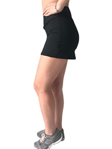 KIT 2 Shorts Saia Plus Size Suplex Cós Alto Estampada ou Lisa PRETO -25A G3