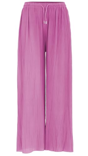 Van Der Rich ® - Weite Plissee Hose High Waist und Verstellbar Bänder - Damen (Fuchsia, One Size) Van Der Rich ® - Weite Plissee Hose High Waist und Verstellbar Bänder - Damen (Fuchsia, One Size)