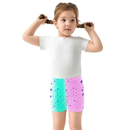 Purple Stars Dots Soft Pastel Gradient Girls' Biker Shorts Toddler Cotton Under Dress Shorts Funny 4t Summer Kids3