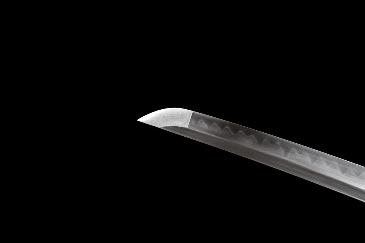 Handforged Samurai Katana Sword - Damascus/1060/1095 High Carbon Steel, Full Tang, Iron Tsuba, Solid Wood Saya - Real Functional Sharp Blade for Outdoor Training & Collection