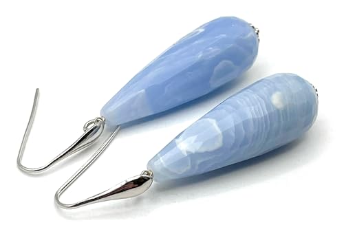 Boucles d'oreilles argent 925 et gouttes bleues artisanales - 6