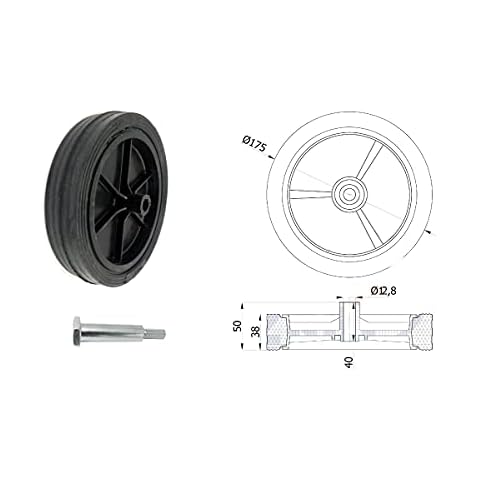 ZAB-S Rasenmäherrad (Code:K175*M10) Rad Ø175mm mit Montageset Ersatzrad Universalrad Vollgummi Cover