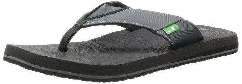Sanuk Men's Beer Cozy Flip Flop, Black/Gray, 6 M US