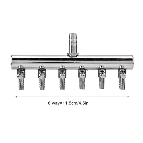 Image of 6 Way Aquarium Air Valve 8mm Turn to 4mm Flowair Splitter | Stainless Steel Aquarium Gang Valve for Air Pumps and Carbon Dioxide Equipment Shunt
