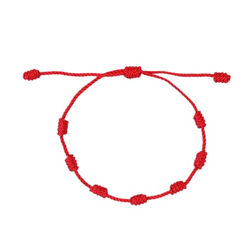 NUDVMUCH Pulsera Roja de 7 Nudos - Pulsera de la Suerte Bendecida - Regalo de Pareja y Amistad - Ajustable 9cm para Protección y Energía Positiva - Ideal para Cumpleaños, Navidad, Halloween