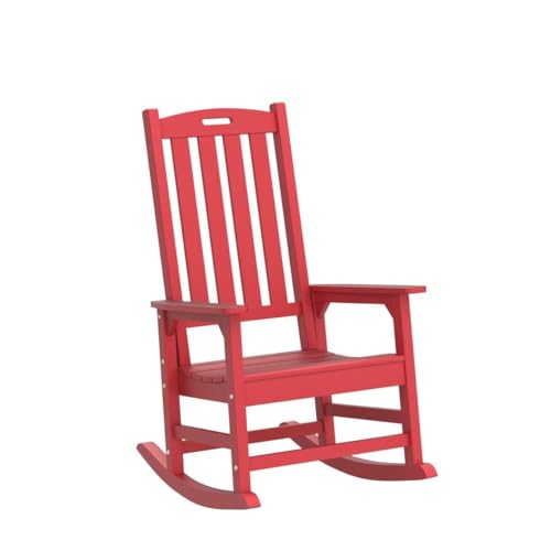 Image of Psilvam Outdoor Rocking Chairs Set of 2, Oversized Porch Rocker (Red)