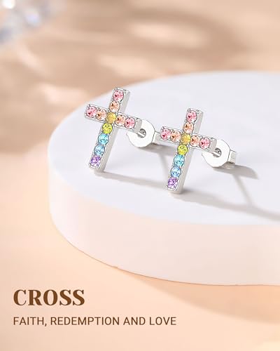 UPROMI Cross Earrings Confirmation Catholic Christian Religious Christmas Birthday Gifts for Teens Tween Teenager4