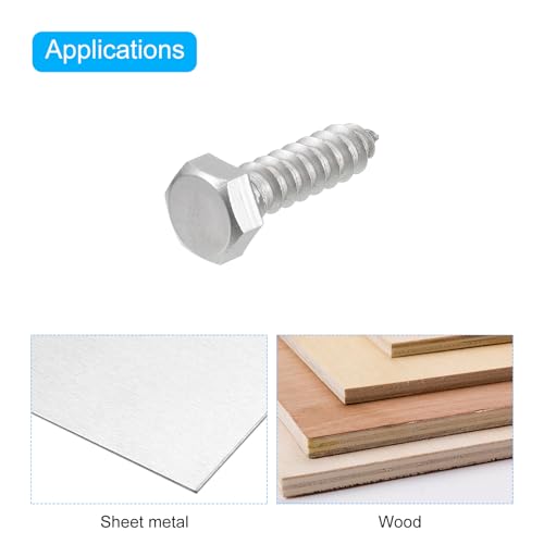 QUARKZMAN 25 Stück Sechskant-Holzschrauben, 5/16 x 1-1/4 304 Edelstahl Teilgewinde-Schrauben