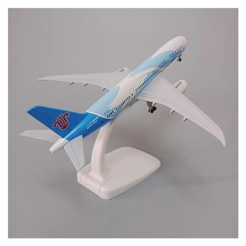 Modelo de avión Boeing 787 miniatura metálica de 19cm para decorar despachos 2
