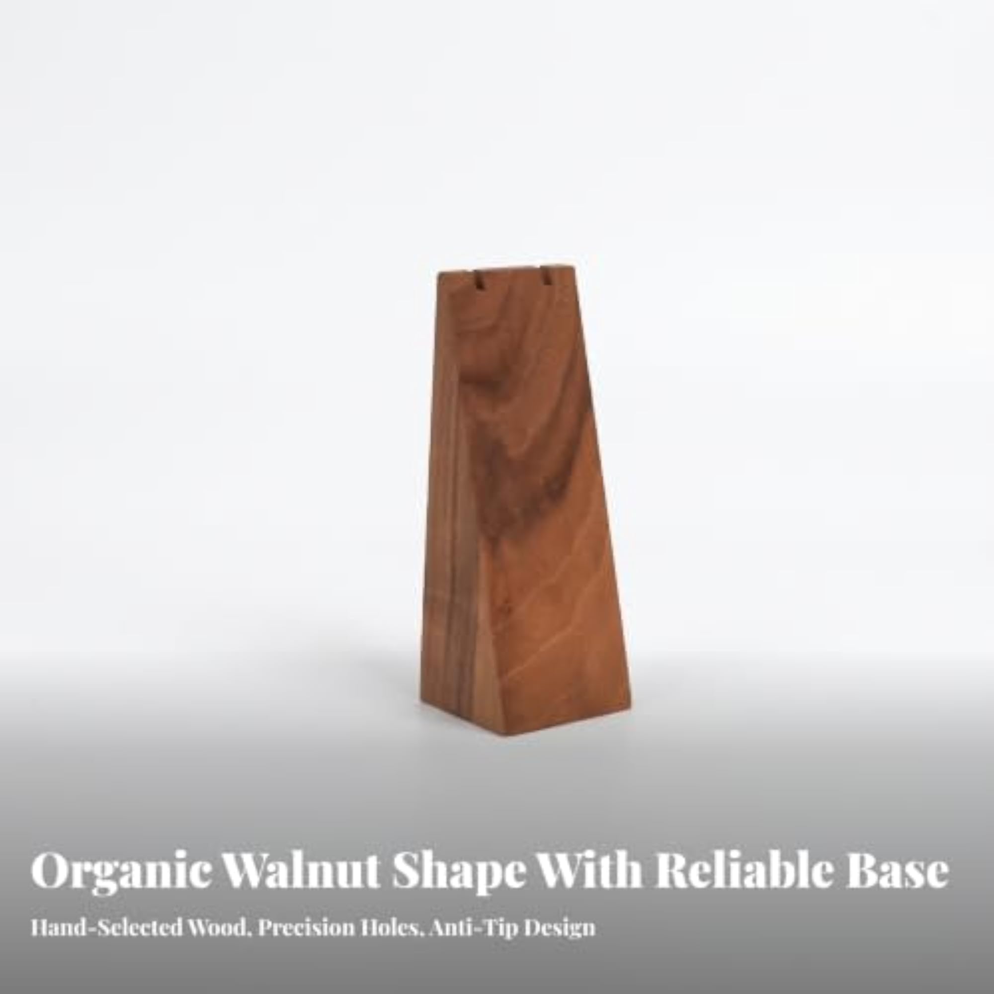 Walnut-Toned Wooden Necklace Display Stand, Minimalist