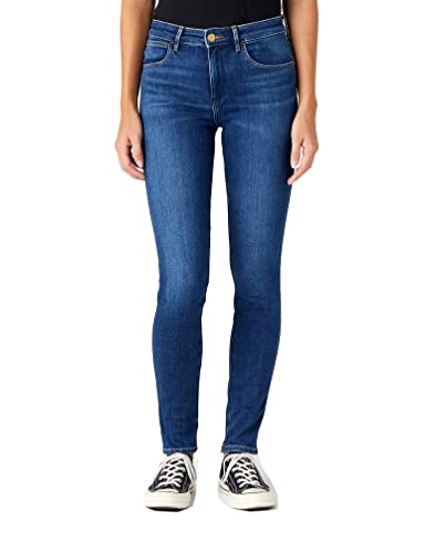 Wrangler Damen Skinny Jeans, Airblue, 32W / 32L EU