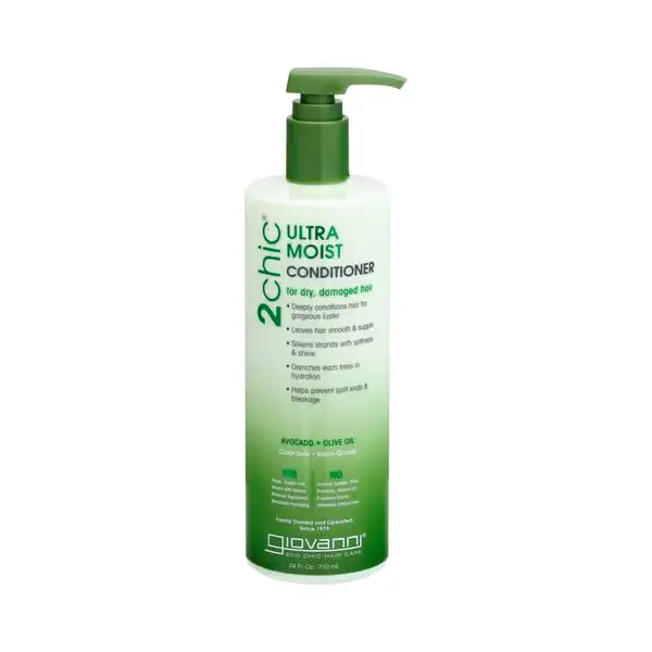 GIOVANNI 2chic Ultra-Moist Conditioner - Avocado & Olive Oil, Creamy Hydration Formula, Enriched with Aloe Vera, Shea Butter, Botanical Extracts, No Parabens, Color Safe - 24 oz (Pack of 2) 2