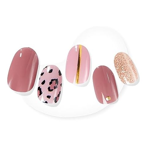 Dashing Diva Glaze Nail Strips - Cheerful Cheetah |Works with Any LED Nail Lamp |Long Lasting, Chip Resistant, Semicured Gel Nail Strips |Contains 34 Salon Quality Nail Wraps, 2 Prep Pad, 1 Nail File Cover