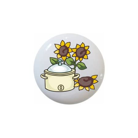 Slow Cooker and Sunflowers - Kitchen BA - DECORATIVE Ceramic Dresser Drawer PULLS Cabinet Cupboard KNOBS