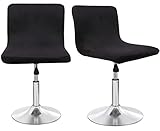 SONNACH Bar Stool Covers, Velvet Barstool Slipcovers with Back, Slipcovers for Short Stool (2, Black