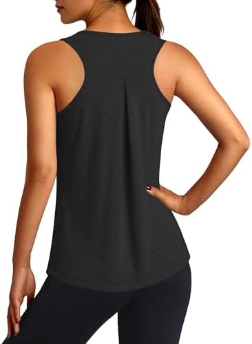 3rd hill Workout Tank Tops for Women Racerback Sleeveless Yoga Top Loose Fit Gym Shirt Running Athletic Tanks Black M