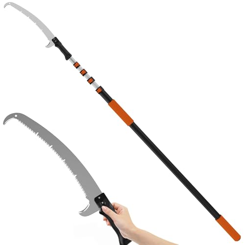 26FT Reach Pole Saws for Tree Trimming, Manual Pole Saw with 5-20FT Telescoping Extension Pole, Pruning Saw with 19' 3X Detachable Saw, Branches Pruner for Garden, Palms & Shrubs Yard Maintenance
