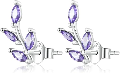 Grimpeurs d'oreille en argent sterling 925, boucle d'oreille feuille violette haut de gamme