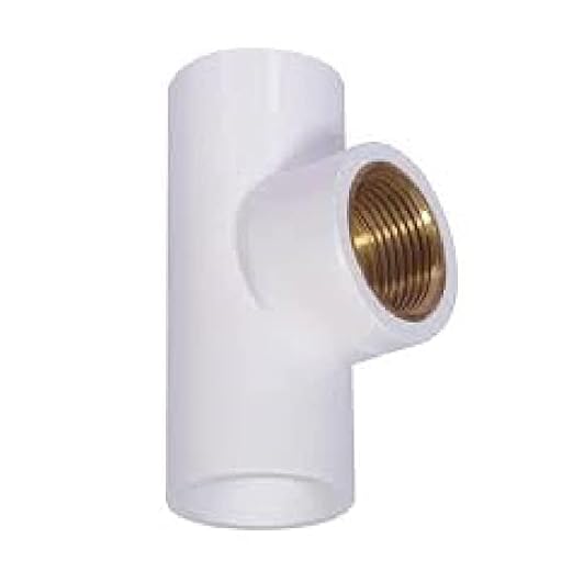 Pack 2 brass UPVC Pipe Tee - Connector 3 way 3/4  1/2