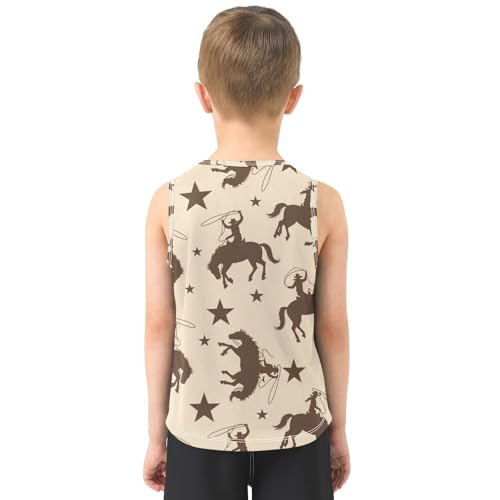 J JOYSAY Western Cowboy Horse Star Boys Tank Top Sleeveless Muscle Shirts Quick Dry Sport Workout Active Kids T-Shirts 3-15T3