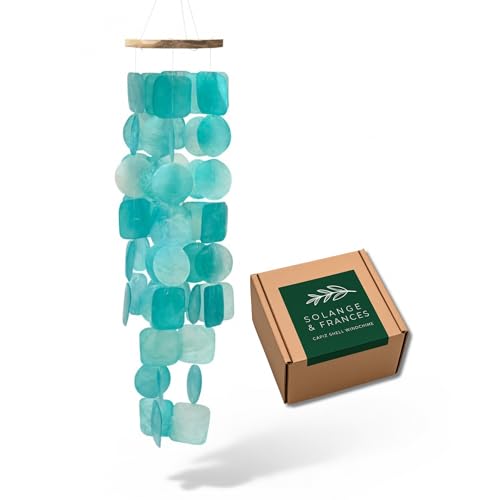 Product Image of the Solange & Frances Wind Chimes for Outside. Capiz Shell Wind Chime Outdoor Decor. Unique House Decor and Birthday Gifts for Women. Ideal Gifts for Women Who Have Everything
