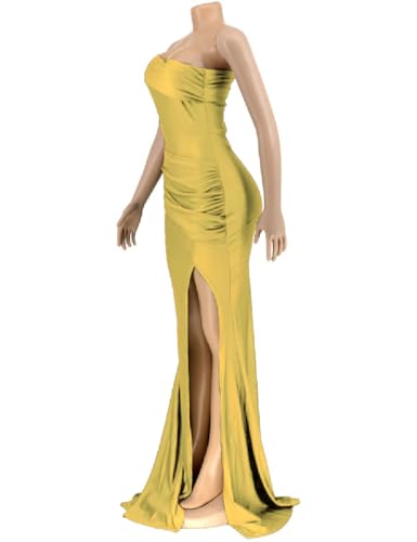 Image of Womens Off Shoulder Sexy V Neck High Split Long Maxi Dress, Formal Cocktail Party Evening Gown Mermaid Dress