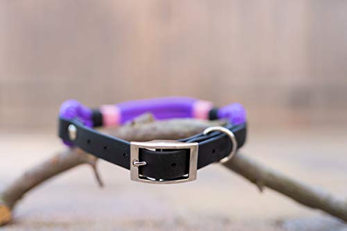 Wau-Effekt Tauhalsband für Hunde - 100% Handarbeit - Halsband - Halsung aus robustem Segeltau mit Biothaneverschluss (S, Lila - Dunkelblau Rosa)