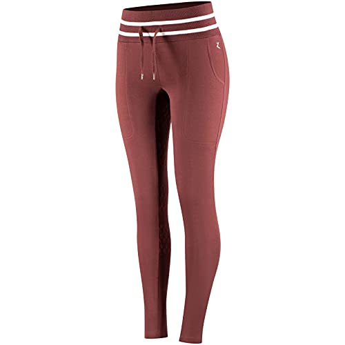 Pantalon équitation femme coton Horze Frida marron 40 collant de cheval grip silicone fond intégral