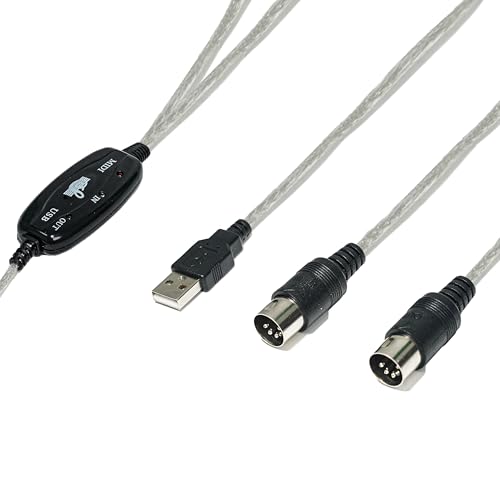 GREATLINK MIDI to USB Cable for Music Studio - Plug & Play 16 Channel Interface for Keyboard, Piano, Synthesizer, Controller - Compatible with Windows/Mac, No Driver Needed