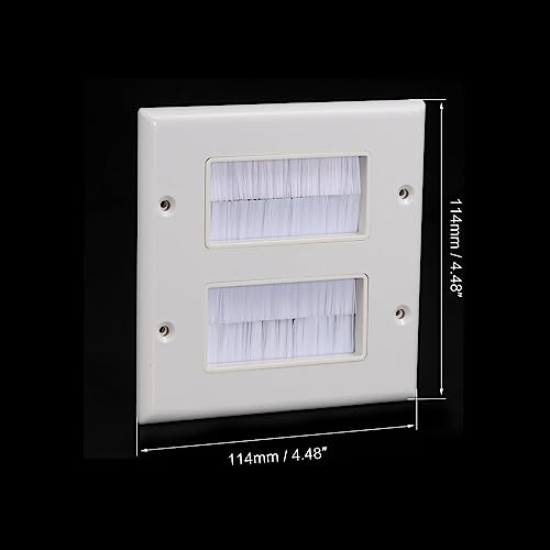 PATIKIL Brush Wall Plate Decoration Wall Panel Cable Pass Through Double Gang 114mmx114mm White for Low-Voltage Cables - Image 2