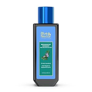 Blue Nectar Rosemary Oil for Hair Growth with Bhringraj Oil for Hair, 100% Natural Ayurvedic Hair Scalp Oil with Amla Hair Oil (9 Herbs,100 ml)