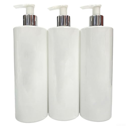 Paquete de 3 botellas vacías de 500 ml para dispensador de jabón, baño, cocina, champú, acondicionador, gel de ducha, almacenamiento de líquidos, contenedor recargable, dispensadores de plástico PET