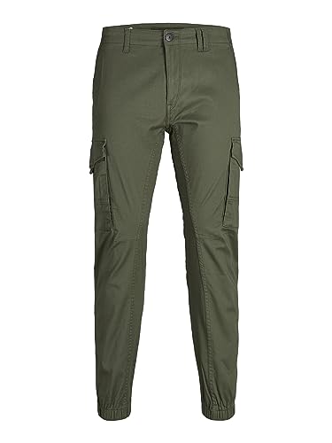 Jack & Jones Men's Paul Flame AKM 542 Cargo Pants Green in Size 34W 32L2