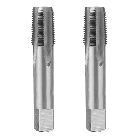 Kigauru 2Pcs NPT Tapered Pipe Thread Tap High Speed Steel 1/8"-27 Fully Ground Pipe Tap Set Accurate Threads for Assorted Plumbers Mechanics DIY Thread Cutting Tool Cover