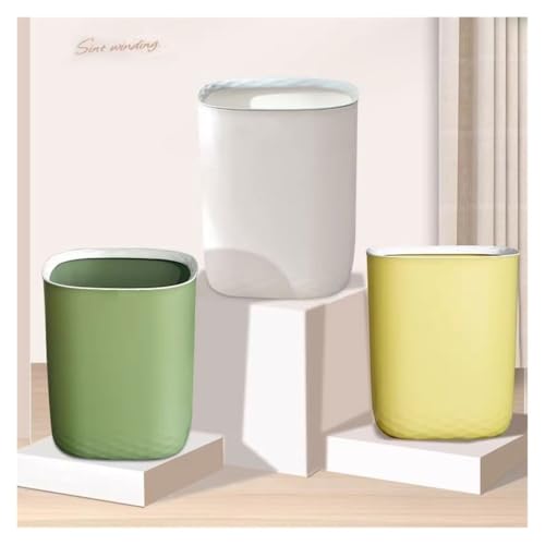Caneca de basura blanca cilíndrica grande para hogar miniatura 5