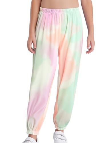 Kids Girls Loose Fit Tie Dye Sweatpants Athletic Jogger Pants Casual Elastic Waist Long Trousers