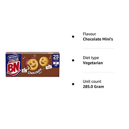 McVitie's Mini BN Chocolate Flavour Sandwich Biscuit Snack Bags, 5 x 35 g Bags (1 Pack of 5 Minibags)