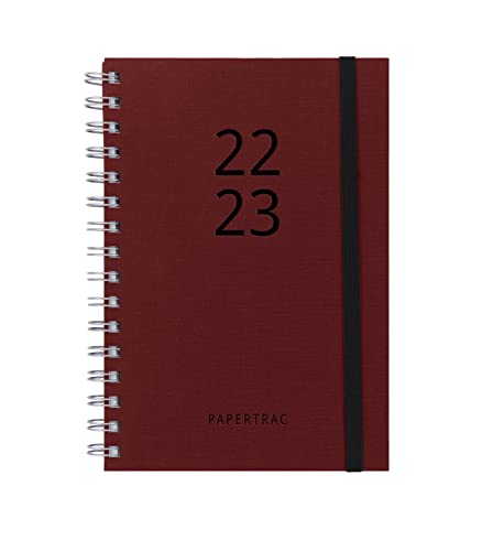 Agenda 2022 2023 - Garnet - Día Página - Tamaño A5 - 14,5 x 21,2 cm - Idioma: Español-Inglés - Incluye cinta de registro - Papertrac Cover